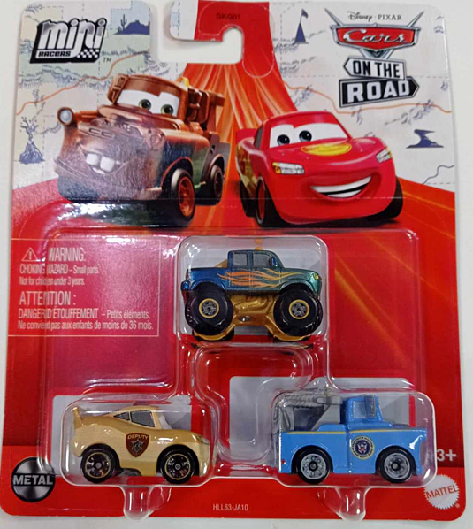 Cars mini racer 3 pack, autíčko mini, disney, pixar, cars on the road 2023 Mattel Disney Pixar Cars Mini Racers President Mater, Deputy Hazard, Ivy Cars mini racer 3 pack, autíčko mini, disney, pixar, cars on the road 2023 Mattel Disney Pixar Cars Mini Racers President Mater, Deputy Hazard, Ivy